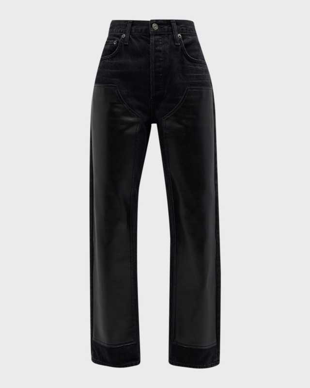 Ryder Straight-Leg Leather Patch Jeans